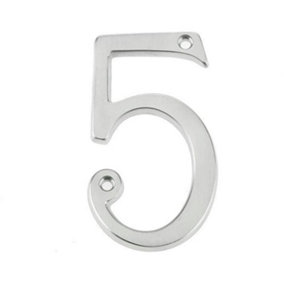 AFIT Satin Chrome Door Number - Numeral 5 - Screw Fix 75mm