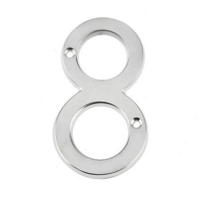 AFIT Satin Chrome Door Number - Numeral 8 - Screw Fix 75mm