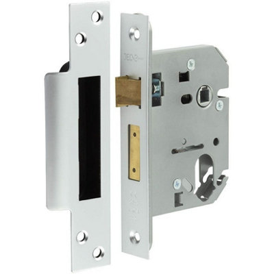 AFIT Satin Chrome Oval Profile Sashlock - 76mm Case 57mm Backset