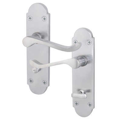 AFIT Satin Chrome Shaped Victorian Scroll Bathroom Door Handles - Internal Door Handles