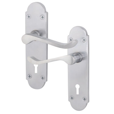 AFIT Satin Chrome Shaped Victorian Scroll Internal Door Handles for Lock - Keyhole