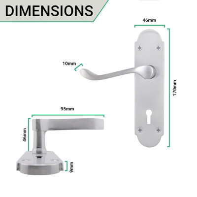 AFIT Satin Chrome Shaped Victorian Scroll Internal Door Handles for Lock - Keyhole