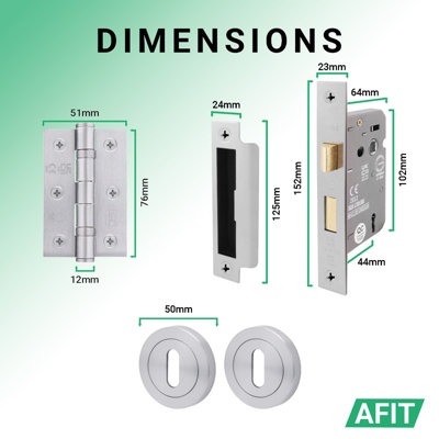 ❤️acca AFIT Satin Door Handle Key Lock Set, Satin Chrome Internal Door