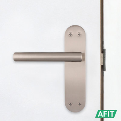AFIT Satin Door Handle Latch Set - 1 Pair Internal T-Bar Handles on Backplate & Latch (64mm) - Olvera Range