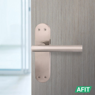 AFIT Satin Door Handle Latch Set - 1 Pair Internal T-Bar Handles on Backplate & Latch (64mm) - Olvera Range