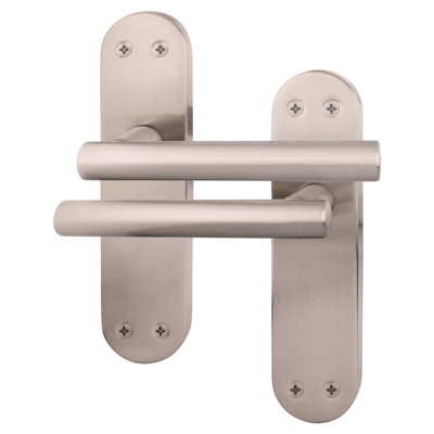 AFIT Satin Door Handles - 1 Pair Internal Latch T-Bar Handles on Backplate - Olvera Range