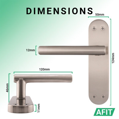 AFIT Satin Door Handles - 5 Pairs Internal Latch T-Bar Handles on Backplate - Olvera Range
