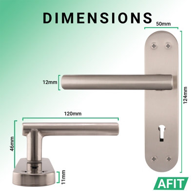 AFIT Satin Door Handles for Key Lock - 1 Pair Internal T-Bar Handles on Backplate - Olvera Range
