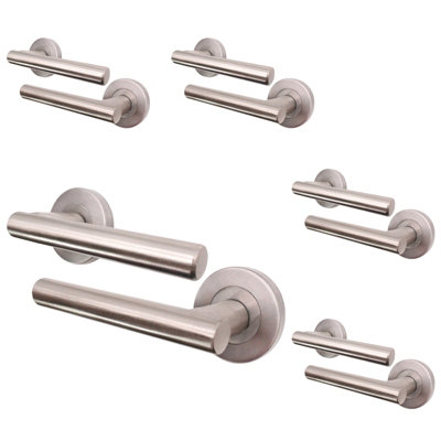AFIT Satin Door Handles Round Rose T-Bar 5 Pair Olvera Range Price Comparisons | Compare The Build