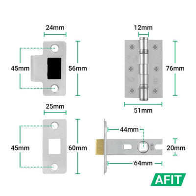 AFIT Satin Door Handles Round Rose with Latch, 1 Pair of Satin Nickel Internal Handles, Latch (64mm) - Novi Range