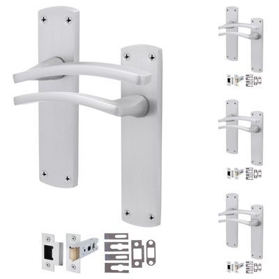 AFIT Satin Fire Door Handle and Latch Set, Satin Chrome Internal Fire ...