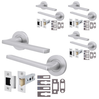 AFIT Satin Fire Door Handle and Latch Set, Satin Chrome Internal Fire ...