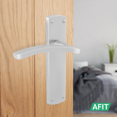 thumbnail image 2 of Haven Heritage Satin Chrome T-Bar Internal Door Handle - Pair, Tubular Lever On Round Rose 2 of 5