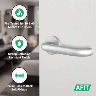 AFIT Satin Fire Door Handles, Latch and Hinge Kit for Fire Doors ...