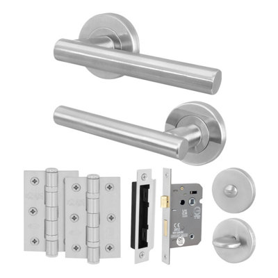 AFIT Satin Nickel Bathroom Door Handle Set - Turn & Release Set 