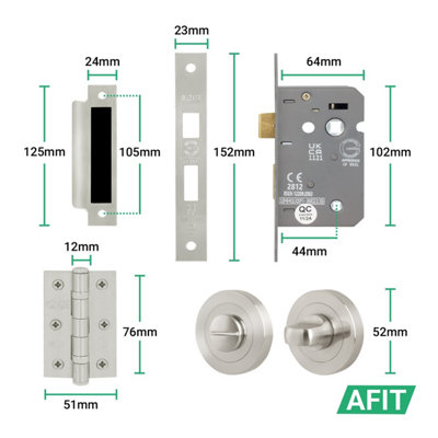 AFIT Satin Nickel Bathroom Door Handle Set - Turn & Release Set 