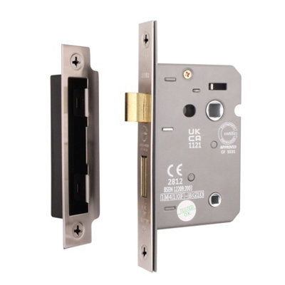 AFIT Satin Nickel Bathroom Lock - Fire Rated & CE Approved Mortice Door Lock 80mm / 3 Inch