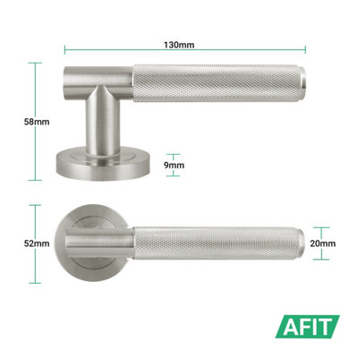 AFIT Satin Nickel Door Handle Euro Lock and Turn Cylinder Set, 1 Pair ...