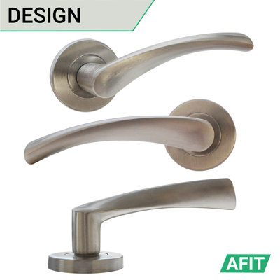 AFIT Satin Nickel Door Handle Set - Pack 6 - Includes Door Handles, Latch (64mm) & Hinges (76mm) - Novi Range