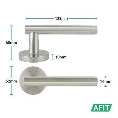 AFIT Satin Nickel Door Handles Round Rose Latch Kit, 4 Pairs Internal Lever Handles, Latches 64mm and Hinges - Olvera