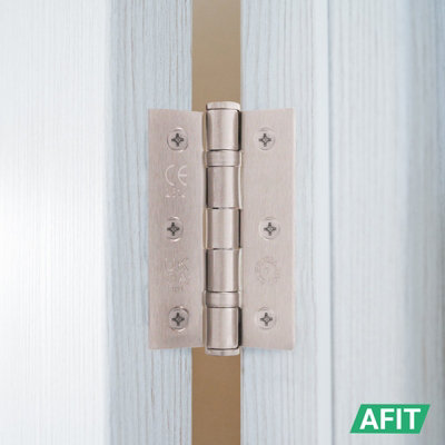 AFIT Satin Nickel Door Hinges - 3 Inch / 76mm Internal Fire Door