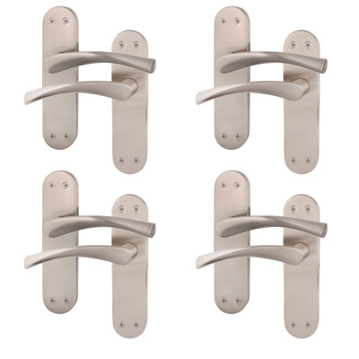 AFIT Satin Nickel Internal Door Handles - 4 Pairs - Novi Backplate Range
