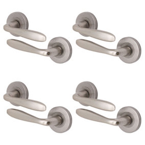 AFIT Satin Nickel Internal Door Handles - 4 Pairs of Interior Round Handles - Santeau Range