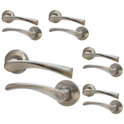 AFIT Satin Nickel Internal Door Handles - 5 Pairs - Novi Range