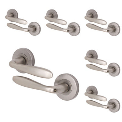 AFIT Satin Nickel Internal Door Handles - 6 Pairs of Interior Round Handles - Santeau Range