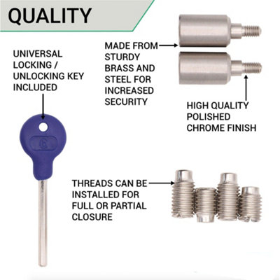 AFIT Satin Nickel Locking Security Sash Window Stop Set - Pack of 2 with Key