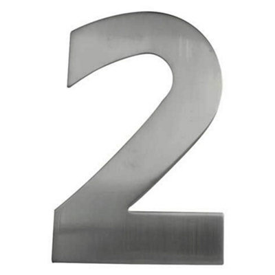 AFIT Satin Stainless Steel Door Number - Numeral 2 - Bolt Fixing 150mm