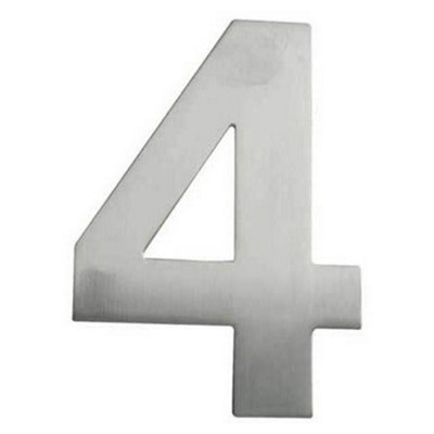 AFIT Satin Stainless Steel Door Number - Numeral 4 - Bolt Fixing 150mm