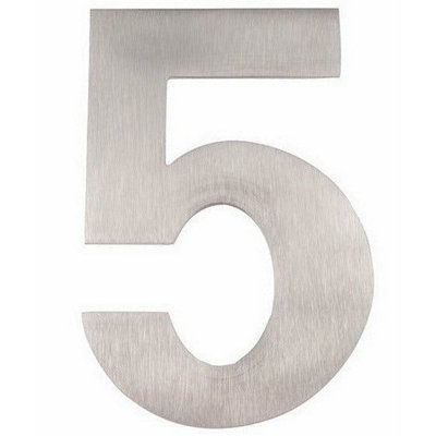 AFIT Satin Stainless Steel Door Number - Numeral 5 - Self Adhesive 150mm