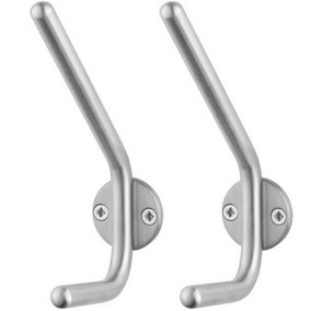 AFIT Satin Stainless Steel Hat and Coat Hook - 130mm - Pack of 2