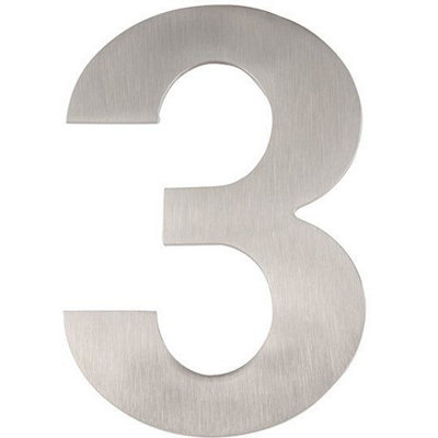 AFIT Satin Stainless Steel Numeral 3 - Bolt Fixing - 150mm