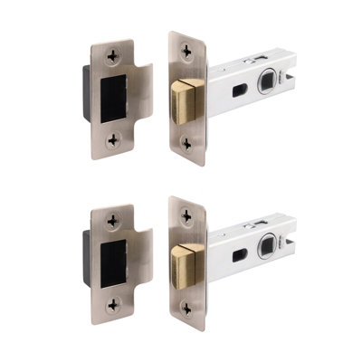 AFIT Satin Tubular Door Latch for Internal Doors - 3 Inch / 76mm - Pack of 2 Satin Nickel Tubular Mortice Latches