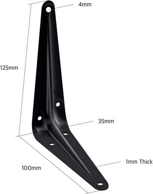 AFIT Shelf Bracket London Retro Pattern Kitchen Garage Shed - 125x100x35x1mm - Black - Pack of 10