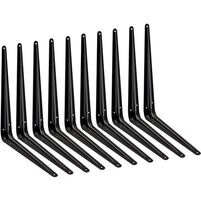 AFIT Shelf Bracket London Retro Pattern Kitchen Garage Shed - 350x300x48x1mm - Black - Pack of 10
