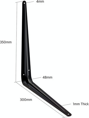 AFIT Shelf Bracket London Retro Pattern Kitchen Garage Shed - 350x300x48x1mm - Black - Pack of 10