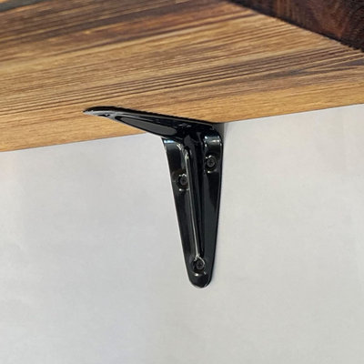 AFIT Shelf Bracket London Retro Pattern Kitchen Garage Shed - 350x300x48x1mm - Black - Pack of 10