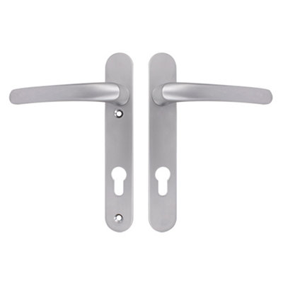 AFIT Silver UPVC Door Handle - 92mm PZ Centres - 122mm Fixing Centres - 240x32mm
