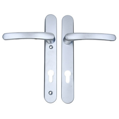 AFIT Silver UPVC Door Handle - 92mm PZ Centres - 122mm Fixing Centres - 245x34mm