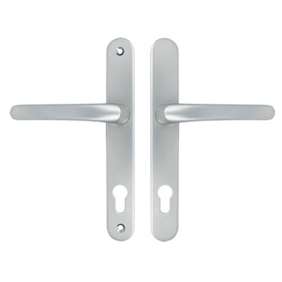 AFIT Silver UPVC Door Handles - 92mm PZ Centres - 210 mm Fixing Centres - 242x34mm