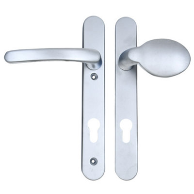 AFIT Silver UPVC Lever Pad Door Handles - 92mm PZ Centres - 122mm Fixing Centres - 245x34mm