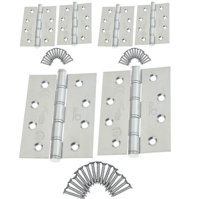 AFIT Stainless Door Hinges 4 Inch 3 Pair Pack Washered Polished Finish ...