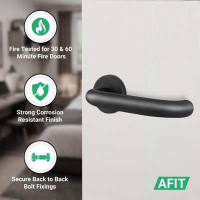 AFIT Stainless Steel Door Handles for Fire Doors, 19mm Return to Door ...