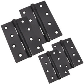 AFIT Steel Black 1838 Butt Hinges - Fixed Pin Pattern - 102 x 67 x 2mm - Pack of 2 Pairs