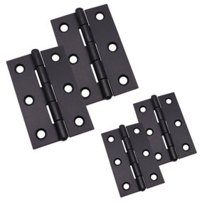 AFIT Steel Black 1838 Butt Hinges - Fixed Pin Pattern - 76 x 51 x 1.5mm - Pack of 2 Pairs