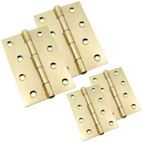 AFIT Steel Brass Plated 1838 Butt Hinges - Fixed Pin Pattern - 102 x 67 x 2mm - Pack of 2
