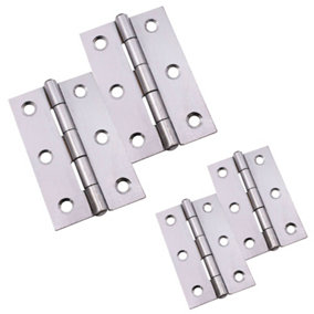 AFIT Steel Brass Plated 1838 Butt Hinges - Fixed Pin Pattern - 76 x 51 x 1.5mm - Pack of 2 Pairs